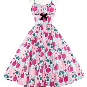 NWT Pinup Couture Mary Blair Pink Roses Ella Dress: Medium